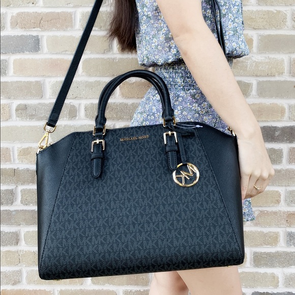 NWT Michael Kors Large Satchel Black Wallet SET - Picture 6 of 7